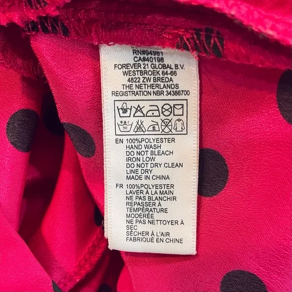 Forever 21 Hot Pink & Black Polka Dot High-Waisted Pleated Flared Pocket Shorts - Picture 10 of 11